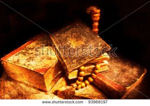 stock-photo-still-life-with-old-religious-books-picture-in-artistic-retro-style-93968197